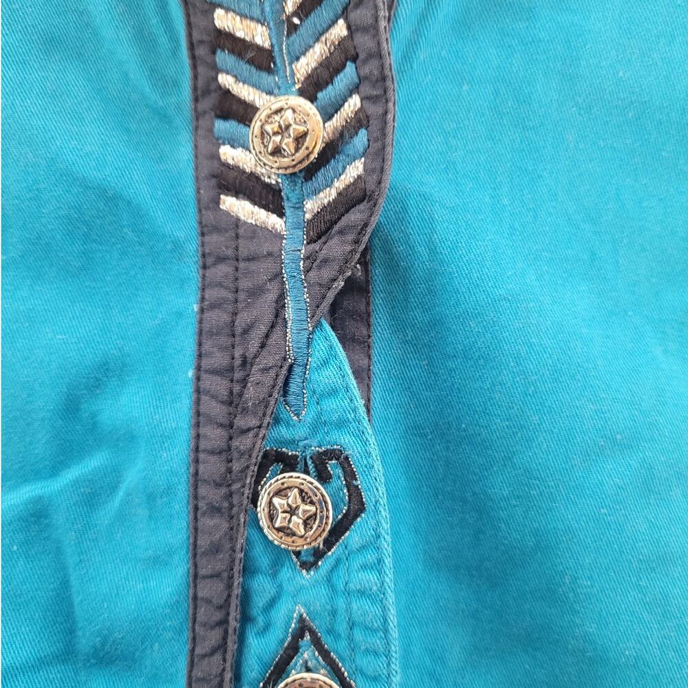 Vtg Western Shirt‎ Womens M Blue Arrow Embroidered Festival Rockabilly Rodeo - Picture 6 of 8